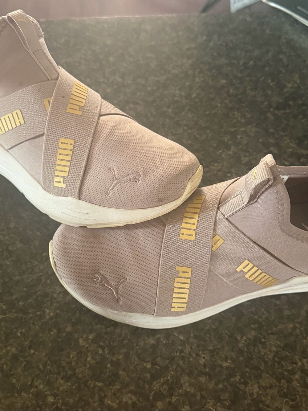 Puma Women’s Slip-On Sneakers in Mauve with Pale Yellow Accents